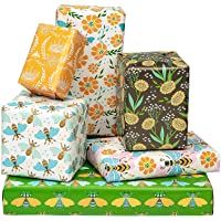RUSPEPA Hoja De Papel Para Envolver - Doblado En Plano - 6 Diseños Diferentes De Abejas Y Flores (45-2 Pies Cuadrados…